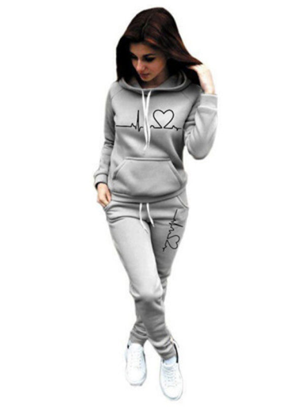 Women's Casual Sporty Hooded Fleece Sweater Set – Stylish and Comfortable Tracksuit