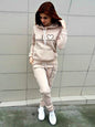 Women's Casual Sporty Hooded Fleece Sweater Set – Stylish and Comfortable Tracksuit