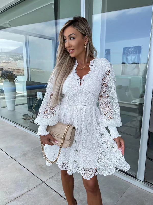 Women's sexy hollow lace dress