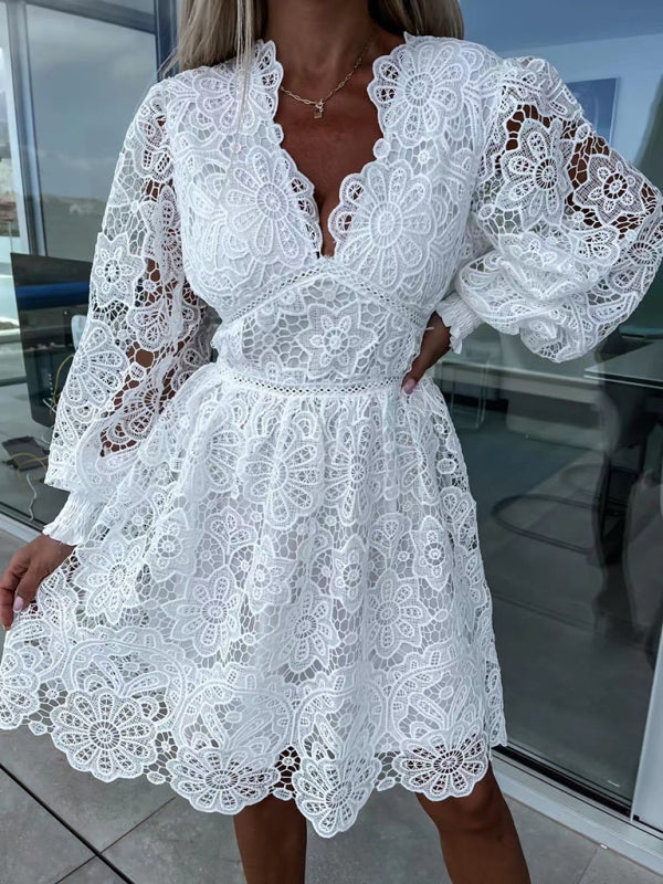 Women's sexy hollow lace dress