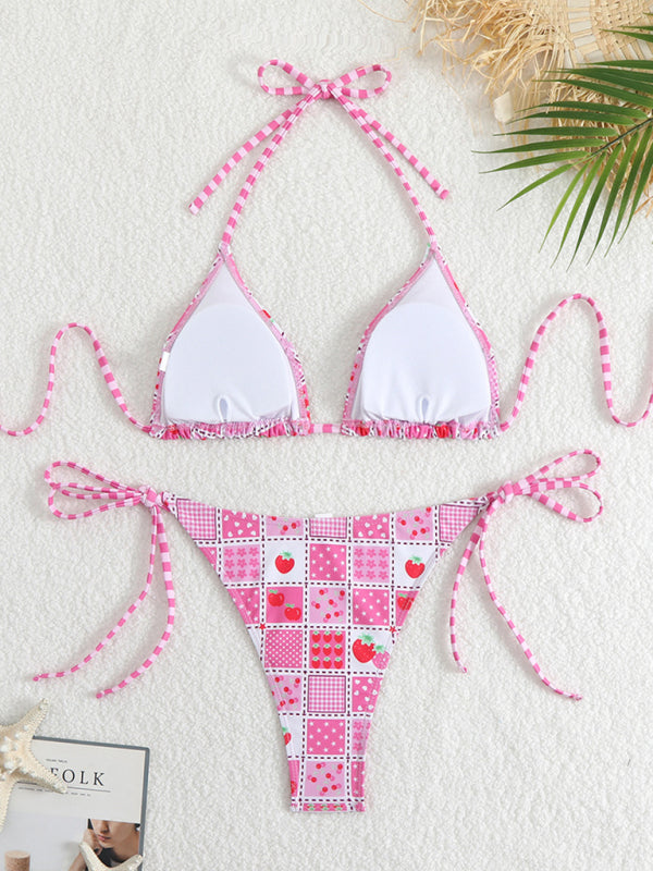 New style printed split bikini triangle lace sexy bikini