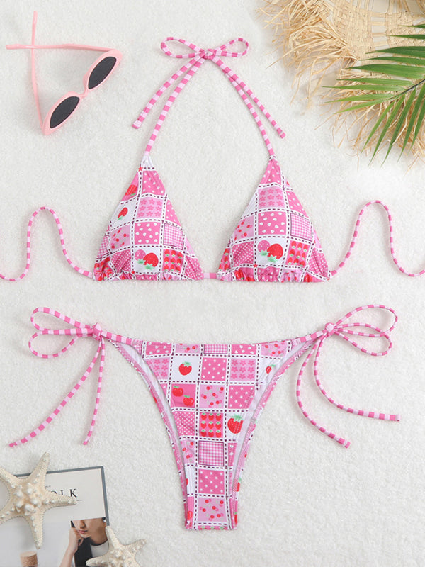 New style printed split bikini triangle lace sexy bikini