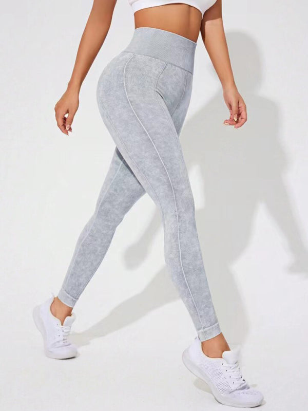 Frosted Peach Wash Hip Trousers: Trendy Sports Tights & Leggings