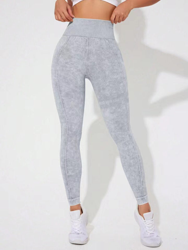 Frosted Peach Wash Hip Trousers: Trendy Sports Tights & Leggings