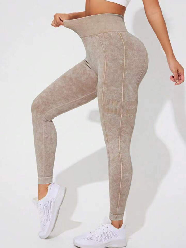 Frosted Peach Wash Hip Trousers: Trendy Sports Tights & Leggings