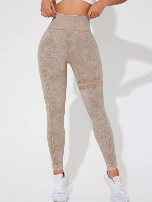 Frosted Peach Wash Hip Trousers: Trendy Sports Tights & Leggings