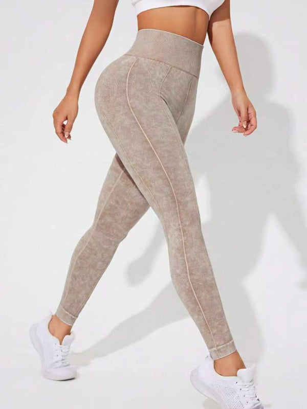 Frosted Peach Wash Hip Trousers: Trendy Sports Tights & Leggings