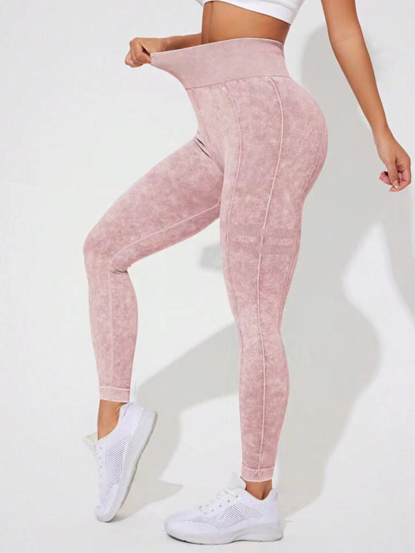 Frosted Peach Wash Hip Trousers: Trendy Sports Tights & Leggings