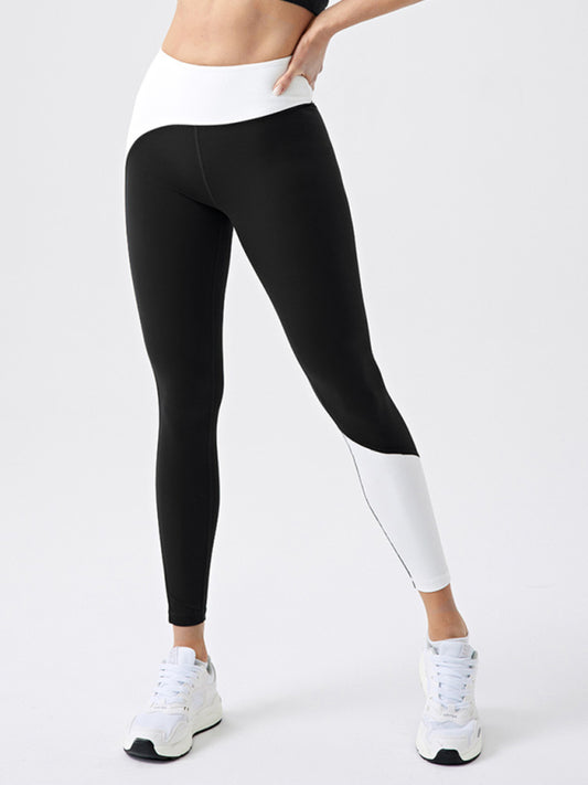 Eco-Friendly Recycled Fabric Contrast Color Yoga Pants & Fitness Leggings for Outdoor Running