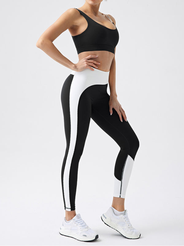 Eco-Friendly Recycled Fabric Contrast Color Yoga Pants & Fitness Leggings for Outdoor Running