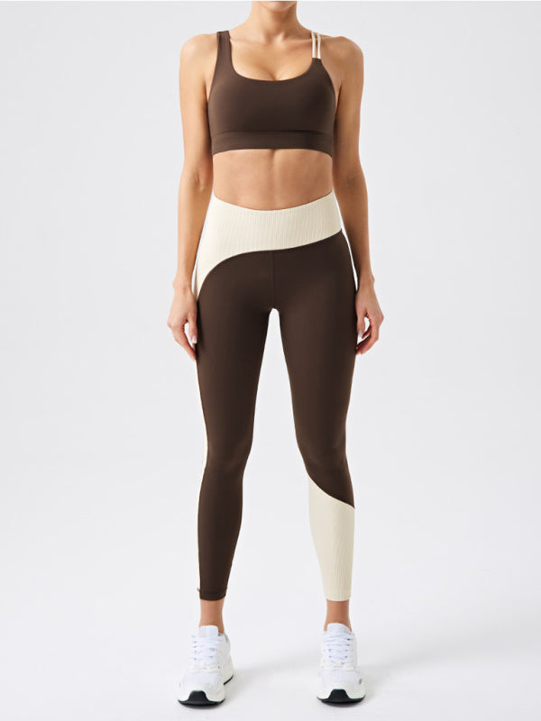 Eco-Friendly Recycled Fabric Contrast Color Yoga Pants & Fitness Leggings for Outdoor Running