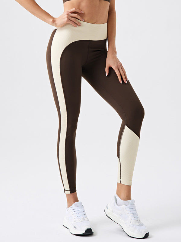 Eco-Friendly Recycled Fabric Contrast Color Yoga Pants & Fitness Leggings for Outdoor Running