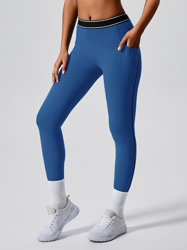 Contrast color yoga pants outdoor running fitness leggings