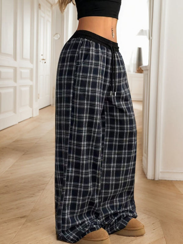 Fashionable daily wear plaid loose casual pants