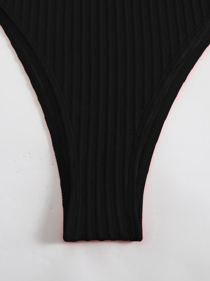 Simple solid color one-piece swimsuit