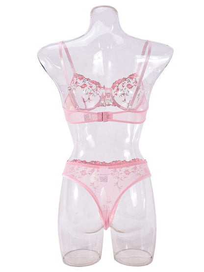 Flower Embroidery Sexy Lingerie Set