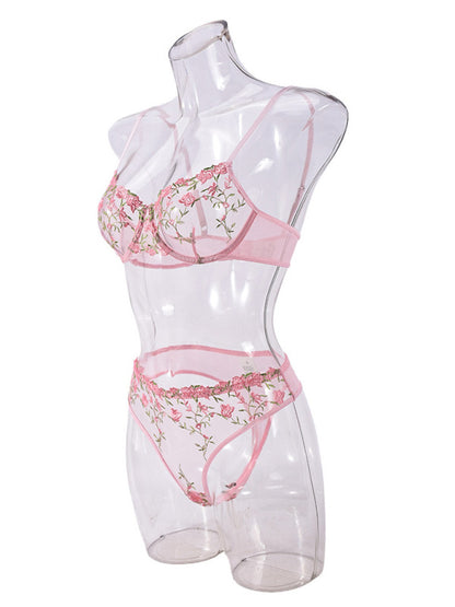 Flower Embroidery Sexy Lingerie Set