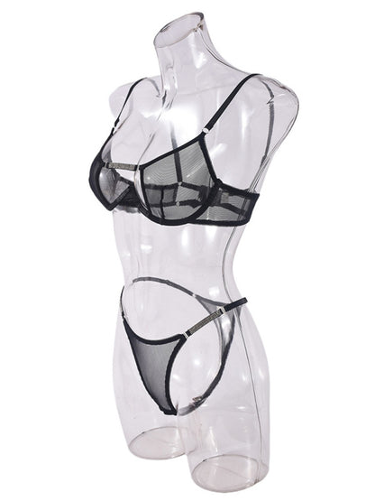 Mesh see-through handmade hot diamond sexy lingerie set
