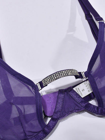 Mesh see-through handmade hot diamond sexy lingerie set