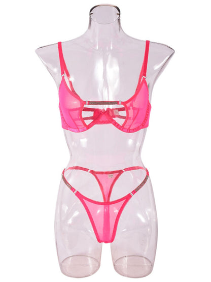 Mesh see-through handmade hot diamond sexy lingerie set
