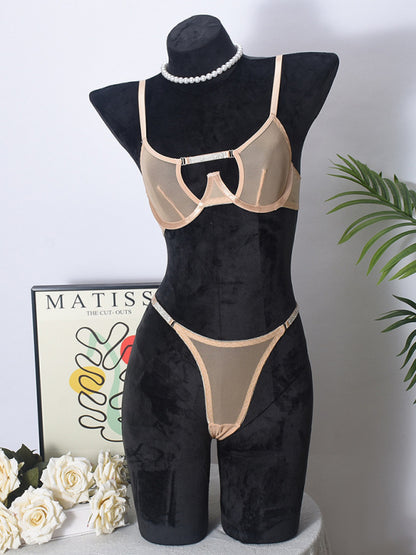 Mesh see-through handmade hot diamond sexy lingerie set