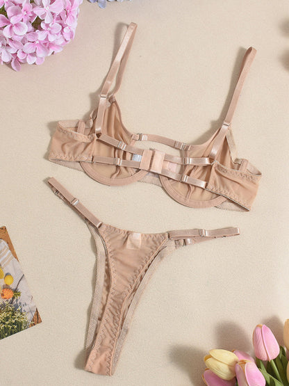 Mesh see-through handmade hot diamond sexy lingerie set