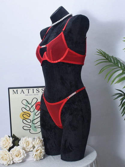 Mesh see-through handmade hot diamond sexy lingerie set