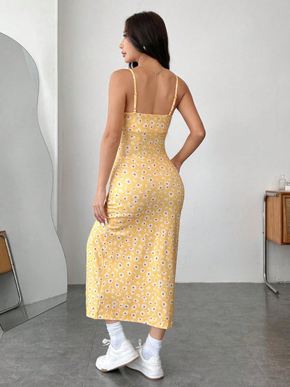 Casual Holiday Sling Floral Midi Dress