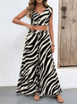 Sleeveless Top and Wide-Leg Pants Zebra Print Set