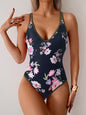 Floral Print Sexy Sports One-Piece Swimsuit Bikini