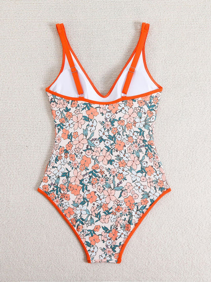 Floral Print Sexy Sports One-Piece Swimsuit Bikini