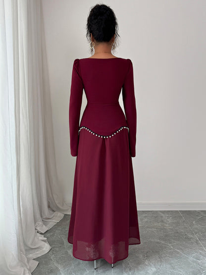 Simple square neck long sleeve dress