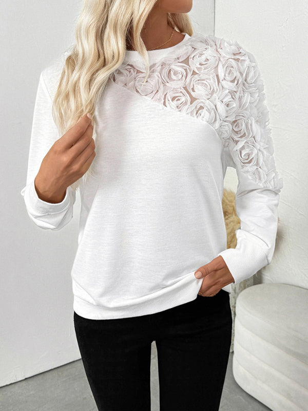 3D floral sweatshirt long-sleeved top