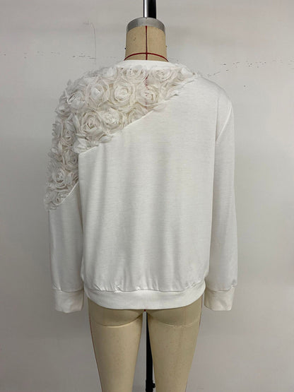 3D floral sweatshirt long-sleeved top