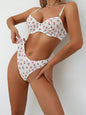 Sexy pastoral floral knitted lingerie set