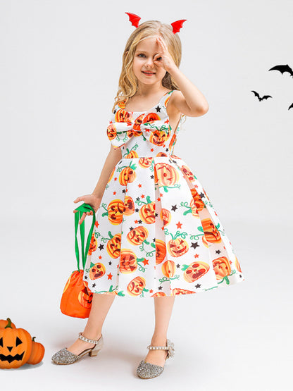 Halloween children's clothing, girls cosplay witch pumpkin performance dress princess dress - Hiccupzz