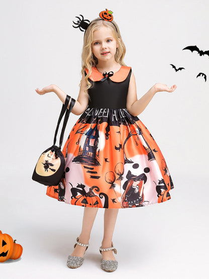 Halloween children's clothing, girls cosplay witch pumpkin performance dress princess dress - Hiccupzz
