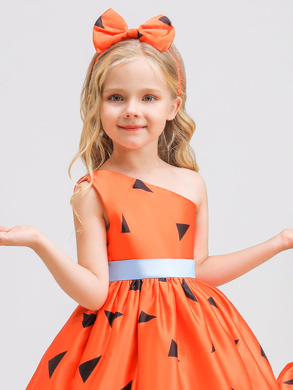 Halloween children's clothing, girls cosplay witch pumpkin performance dress princess dress