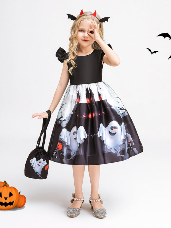 Halloween children's clothing, girls cosplay witch pumpkin performance dress princess dress