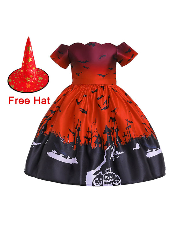 Halloween dressHalloween witch cosplay cosplay dress cartoon children's print dress