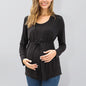 Long Sleeve Tie Breastfeeding Maternity Round Neck Top - Hiccupzz