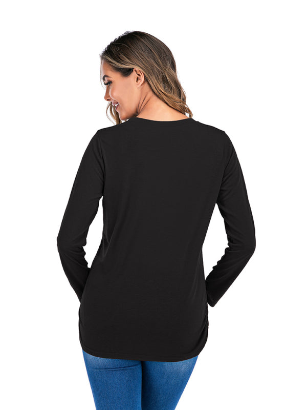 Women's Round Neck Small Feet Print Maternity Top