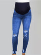 Maternity solid color belly support casual jeans - Hiccupzz
