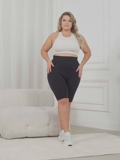3-Pack Plus Size Yoga Shorts For Women, High Waist Peach Lift, Stretchy, Butt-lifting, High Elasticity, Fitness Activewear, Quick-Dry, Seamless Sport Shorts Set