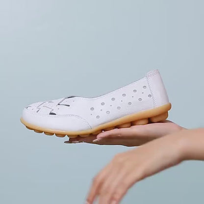 Zapatos planos sin cordones transpirables y calados para mujer, zapatos casuales que combinan con todo para uso diario