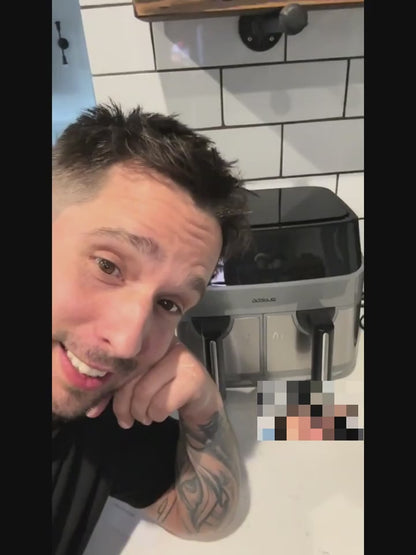 10-Quart Upgraded Dual Pot Touch Screen Air Fryer Oven - 14 Functions, Multi-Function Cooker for Two Foods