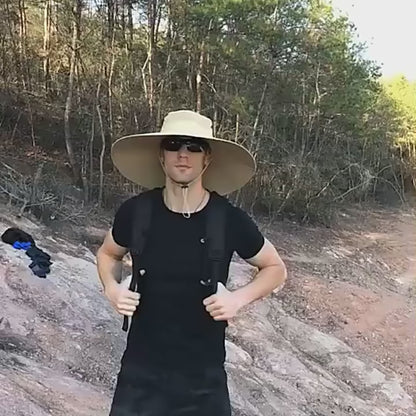 Gorra de montañismo impermeable para exteriores con ala ancha grande de 15 cm para hombre