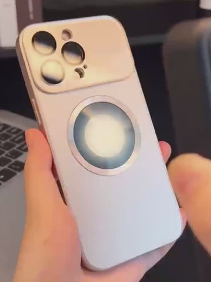 Desert Titanium Matte Magnetic Wireless Charging Case - Shockproof, Soft Bumper Cover with Glass Lens Protector, Compatible with iPhone 16, 15, 14, 13, 12, 11 Pro Max.