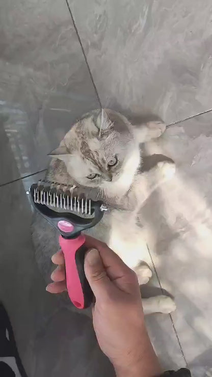 Professional Pet Deshedding Brush - Dog Hair Remover & Knot Cutter for Cats and Puppies | Grooming & Shedding Comb for Dogs