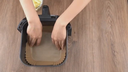 Non-Stick Disposable Air Fryer Paper Lining for Square Baking & Cooking – Oven & Microwave Safe